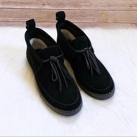 UGG Women’s Woodlyn Moc Ankle Boots In Black Suede - Picture 2 of 8